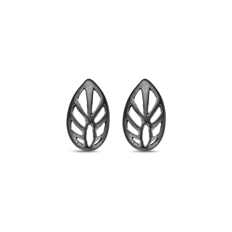 Spirit Icons Øreringe - Leaf i oxyderet sølv